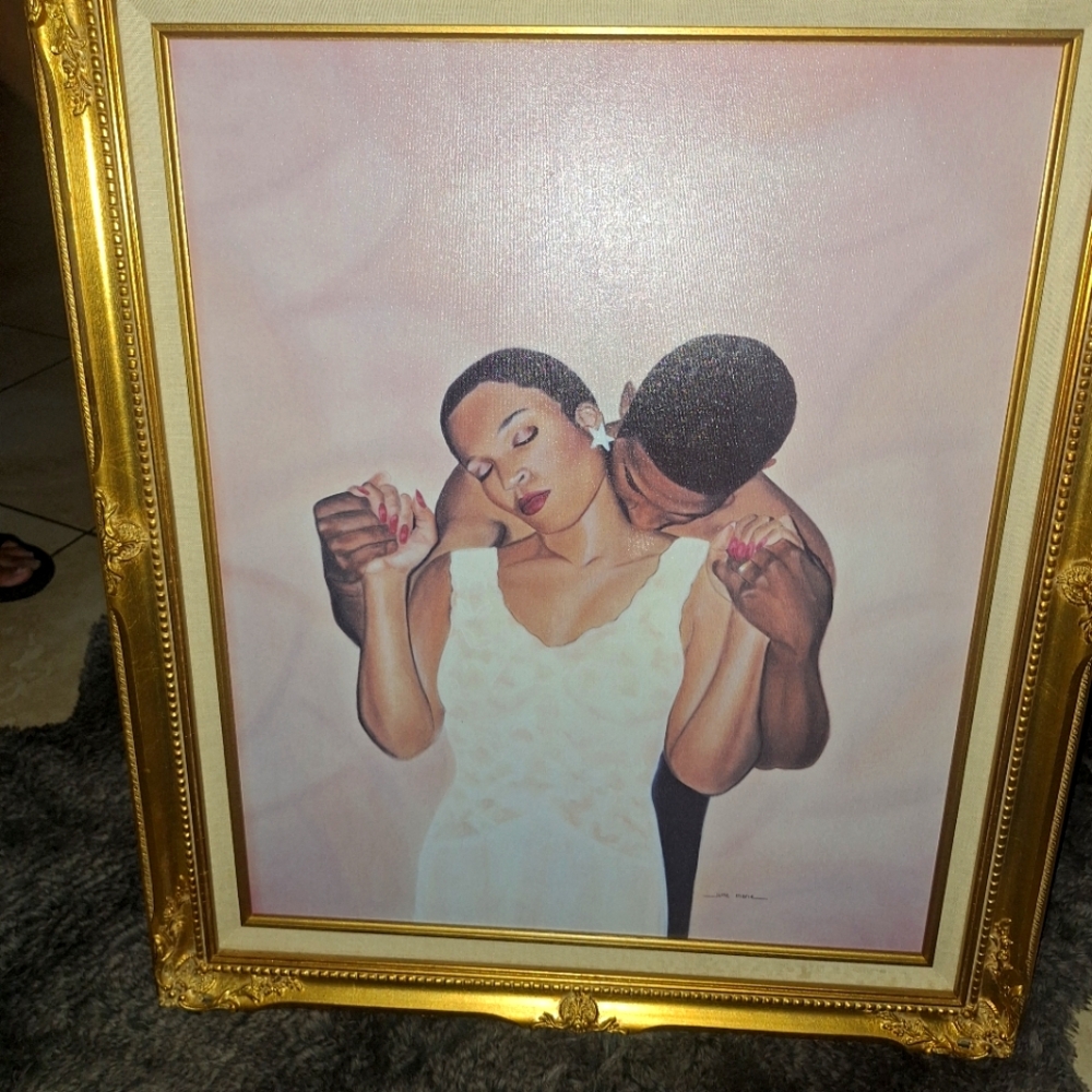 June MARIE  FRAMED LITHOGRAPG omantic Couple Framed Art 1998 ARTISTIC IMPRESSION